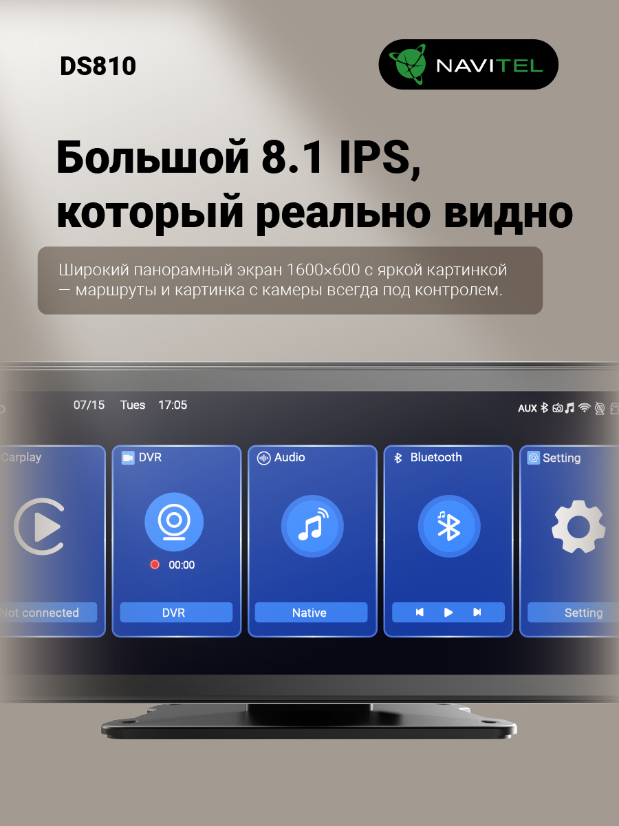 NAVITEL DS810 — 8,1″ автомобильный мультимедийный центр с задней камерой, CarPlay, Android Auto, Wi-Fi, Bluetooth