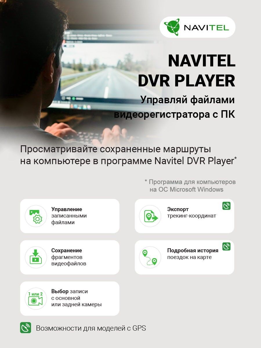 NAVITEL R37 GPS — миниатюрный регистратор с экраном, Wi-Fi, Full HD, 140°, карты до 256 ГБ